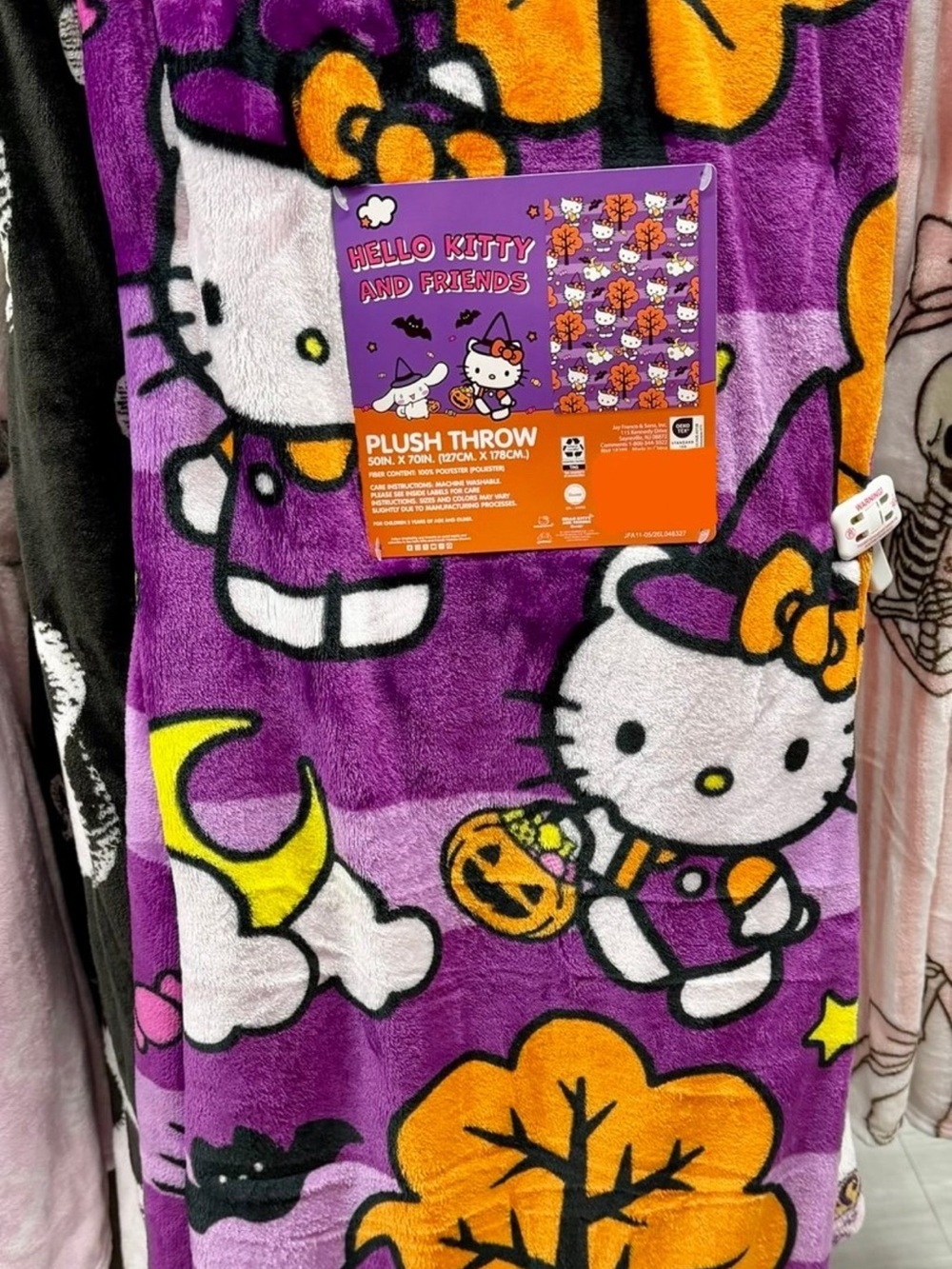 Hello Kitty Purple and Orange Halloween Plush Throw